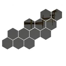 Set 12 stickere din acril auto-adezive, tip oglinda decorativa, 3d, 126x110x63mm, negru