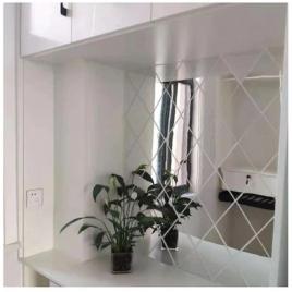 Set 174 oglinzi acrilice din pvc, autoadezive pentru decorarea peretilor, argintiu, 300 x 100 cm, premium, rif