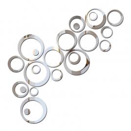 Set 24 stickere decorative oglinda, acril, 2.5-14 cm, argintiu