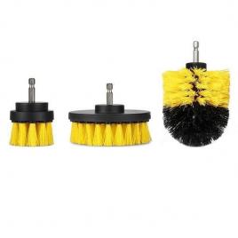 Set 3 perii din fibre de plastic pentru curatare multi-suprafete, cu capat de atasare la bormasina, barste