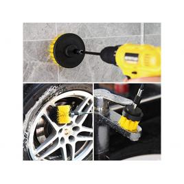 Set 3 perii pentru curatare, universale, cu adaptor pentru bormasina, galbene