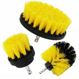 Set 3 perii rotative din plastic, de curatat suprafete, covoare, cu adaptor, diferite marimi, pentru