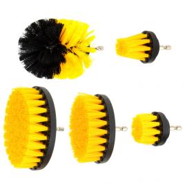 Set 5 perii de curatare, nylon, pentru bormasina, negru/galben, diverse marimi
