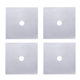 Set 4 folii protectie aragaz, parafasa, fibra de sticla/ptfe, termorezistent, 27x27 cm, argintiu