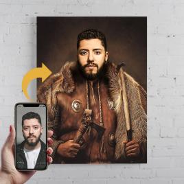 Portret personalizat pictura Viking printat panza canvas 50x40cm