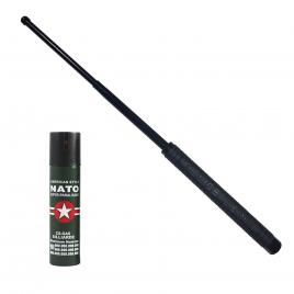 Set autoaparare ideallstore®, police force, baston telescopic 50 cm si spray jet 60 ml