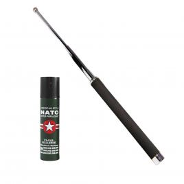 Set autoaparare ideallstore®, baston telescopic 65 cm si spray paralizant jet 60 ml