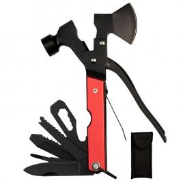 Cleste multifunctional ideallstore®, survival instinct, otel inoxidabil, 16 functii, 16.5 cm, rosu, husa inclusa