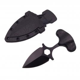 Cutit tactic de vanatoare ideallstore®, spear trap, 8 cm, negru, teaca cu prindere curea