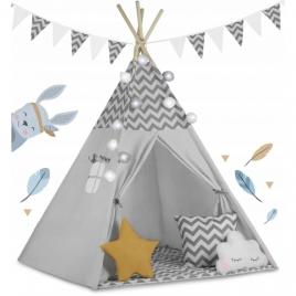 Cort de joaca pentru copii cu ghirlanda si lumini nukido 120 x 120 x 165 cm - gri