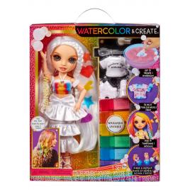 Papusa cu ochi caprui rainbow high watercolor and create