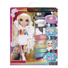 Papusa cu ochi mov rainbow high watercolor and create