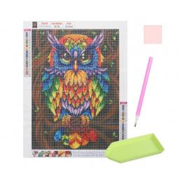 Broderie, pictura, mozaic cu diamante 40 x 30 model bufnita