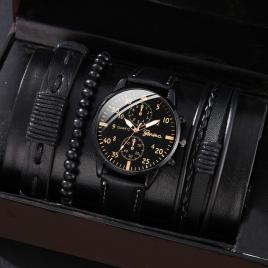 Set cadou cu ceas barbatesc geneva xr4879bl si trei bratari elegante