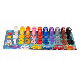 Placa cu activitati educationale montessori, malplay, din lemn 44x17 cm