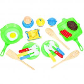 Set de gatit malplay cu ustensile si alimente 19 piese