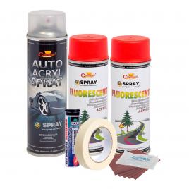 Kit complet reparatie si vopsire jante culoare rosu fluorescent, v2