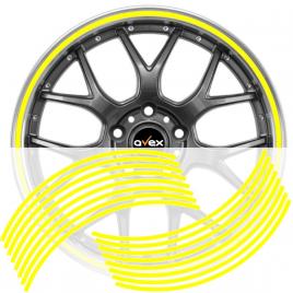 Set 16 inele din autocolant pentru jante culoare galben lucios