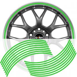 Set 16 inele din autocolant pentru jante culoare verde lucios