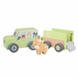 Camion din lemn pentru transport animale de ferma, orange tree toys