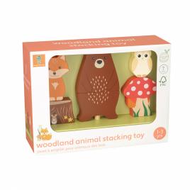 Jucarie din lemn de stivuit cu animalele padurii, orange tree toys