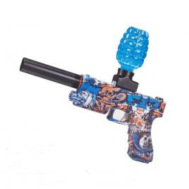 Pistol automat cu bile de gel, cu ochelari de protectie, incarcare USB, albastru/maro, Vivo CZ07-5