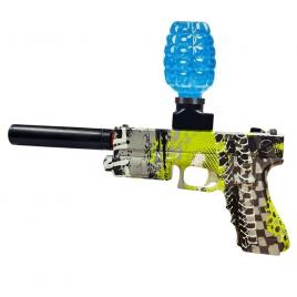 Pistol automat cu bile de gel, cu ochelari de protectie, incarcare USB, verde/gri, Vivo CZ07-7