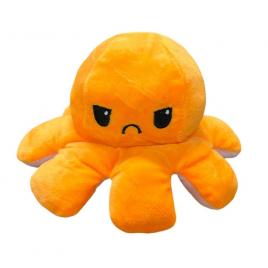 Caracatita reversibila din plus cu doua emotii, cu LED, portocaliu/roz, 20 x 8 cm, Vivo OCTOPUS-ORANGE/PINK