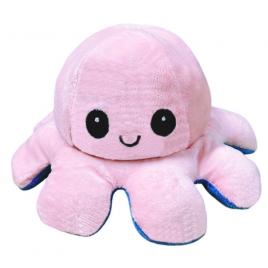 Caracatita reversibila din plus cu doua emotii, cu LED, albastru/roz, 20 x 8 cm, Vivo OCTOPUS-BLUE/PINK