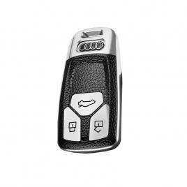 Husa cheie auto pentru audi - keyless go, tpu, argintiu/negru