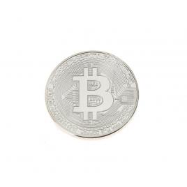 Moneda suvenir bitcoin, diametru 40 mm, argintiu