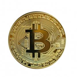 Moneda decorativa bitcoin, digimat plus carcasa protectie, coin de colectie pentru fani