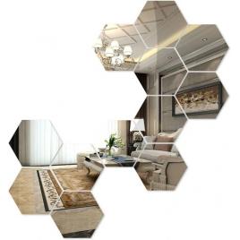 Set 12 oglinzi decorative acrilice cristal, argint