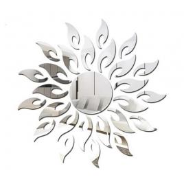 Set 27 oglinzi acrilice decorative autoadezive model raze de soare argintiu, dimensiune 50cm