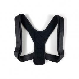 Corector de postura unisex, piele/bumbac, reglabil, 20x14 cm, negru