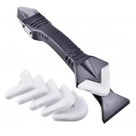 Dispozitiv pentru intinderea si curatarea siliconului tip spatula, 5 capete interschimbabile, gri, rbt-bbl8126