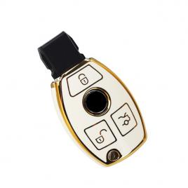 Husa alb pentru cheie 3 butoane mercedes benz a b c e gl s gla glk cls class amg w204 w205 w212 w463 w176