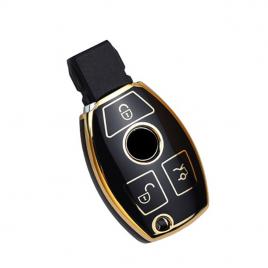 Husa negru pentru cheie 3 butoane mercedes cla glc gla glk w203 w210 w211 w204 w176 a b c r class