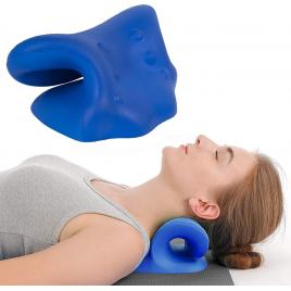 Perna de tractiune cervicala ergonomica, poliester, albastru