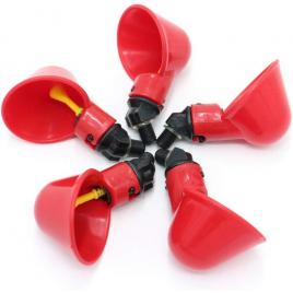 Set 10 adapatoare automate pentru pasari, plastic, 8.5 x 4.9 x 4.5cm, rosu