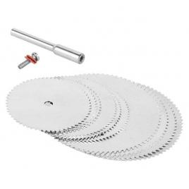 Set 10 discuri de taiere cu tija, inox, 22/25/32 mm, argintiu