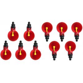 Set 10 dozatoare adapatoare apa pentru pasari, plastic, automat, rosu, mystyle�