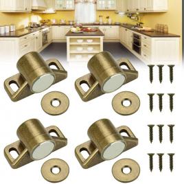 Set 4 inchizatori magnetice usi dulap, aliaj de zinc, 3.6 x 2.1 x 1.8 cm, bronz