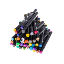 Set 48 markere cu alcool mercaton�, 2 capete si geanta de depozitare, 15 cm, multicolor, 14 x 11 x 17.5 cm