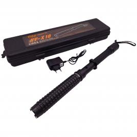 Baston cu electrosoc extensibil ideallstore®, x10 rogue, negru, full metalic, 49 cm, cutie transport