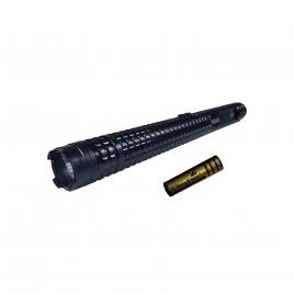 Baston electrosoc si lanterna ideallstore®, police x8, metalic, 35 cm, negru, acumulator inclus