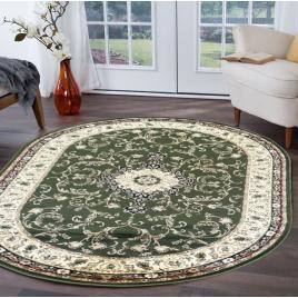 Covor clasic sufragerie, model lotos 523, oval, verde