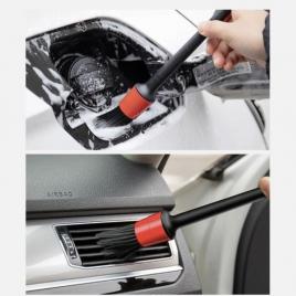 Set 5 pensule cu perii sintetici moi + laveta microfibra pentru detailing auto
