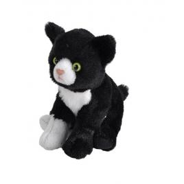 Jucarie plus wild republic pisica alb cu negru 13 cm