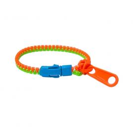 Bratara tip fermoar, Zipper Bracelet, verde/portocaliu, 19 cm, Vivo S072-GREEN/ORANGE